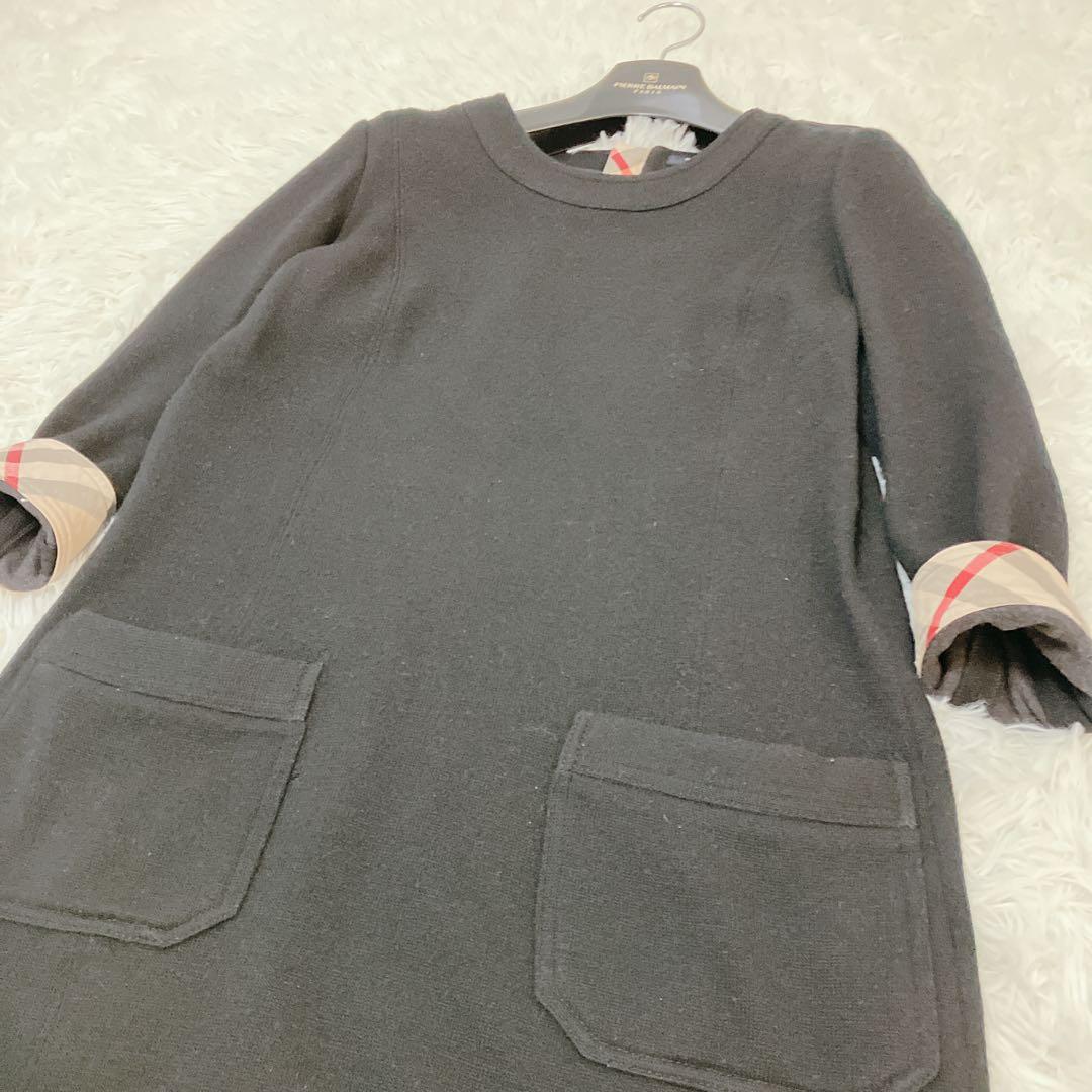 美品 BURBERRY ロンドン ウールワンピース ノバチェック エポーレットM