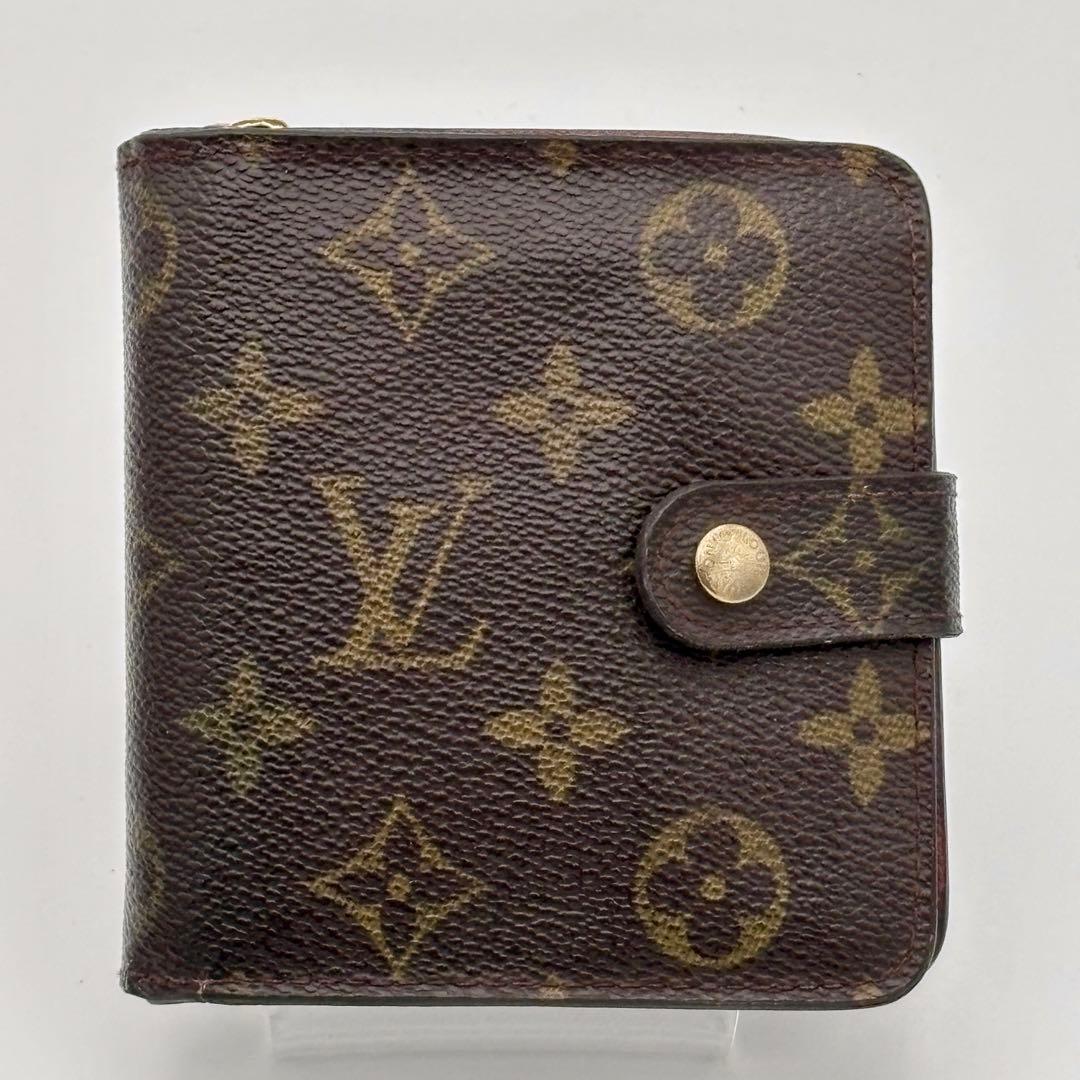 ルイ ヴィトン モノグラム コンパクトジップ　ブラウン　二つ折り　財布　正規品