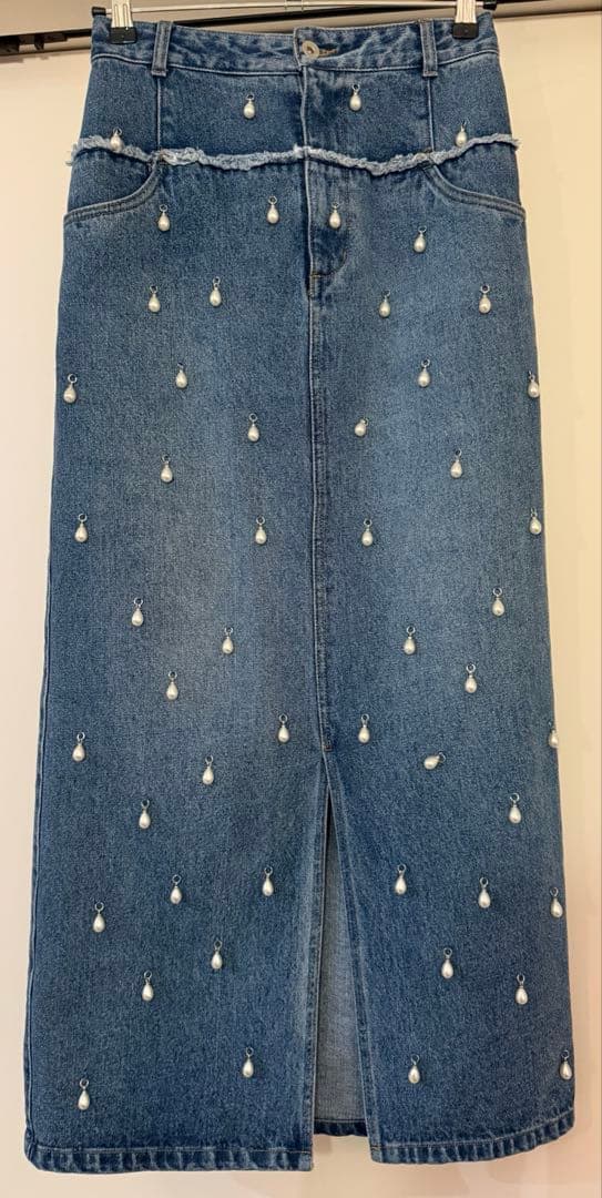 スカート josemoon DENIM LONG SKIRT with PEARL