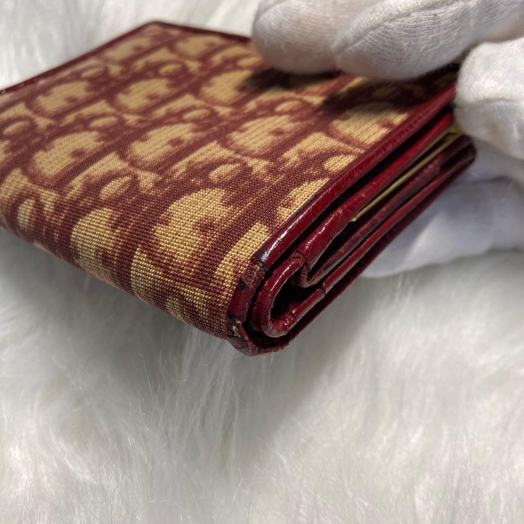 Christian Dior トロッター 二つ折り財布 赤 オブリーク