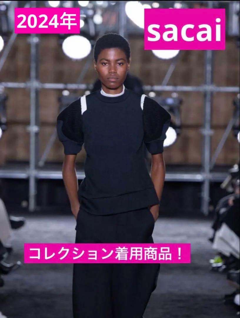 Green様 ★sacai サカイ★黒 スウェット ジャージ 半袖 カットソー