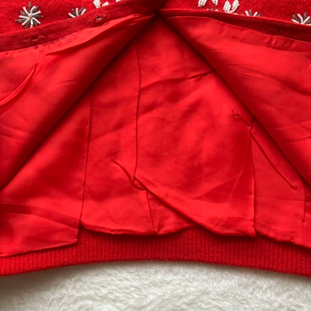 50年代〜60年代ヴィンテージ ビーズ刺繍 サテン裏地付き ニットカーディガン