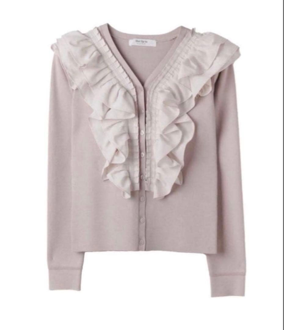 トップス Ruffle Pleated Knit Cardigan / nude rose