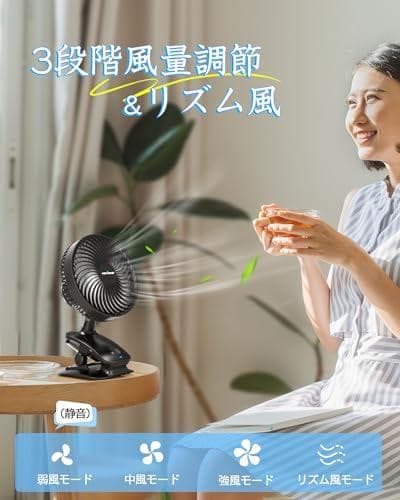 Keynice USB扇風機 自動首振り 卓上 小型 静音 クリップ リズム A