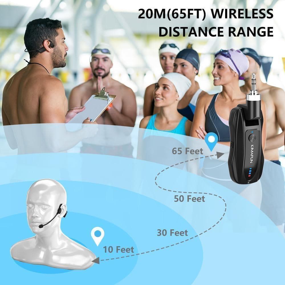 ヘッドセットマイク ワイヤレス完全防水マイク 2.4G無線 IP67防水＆防塵