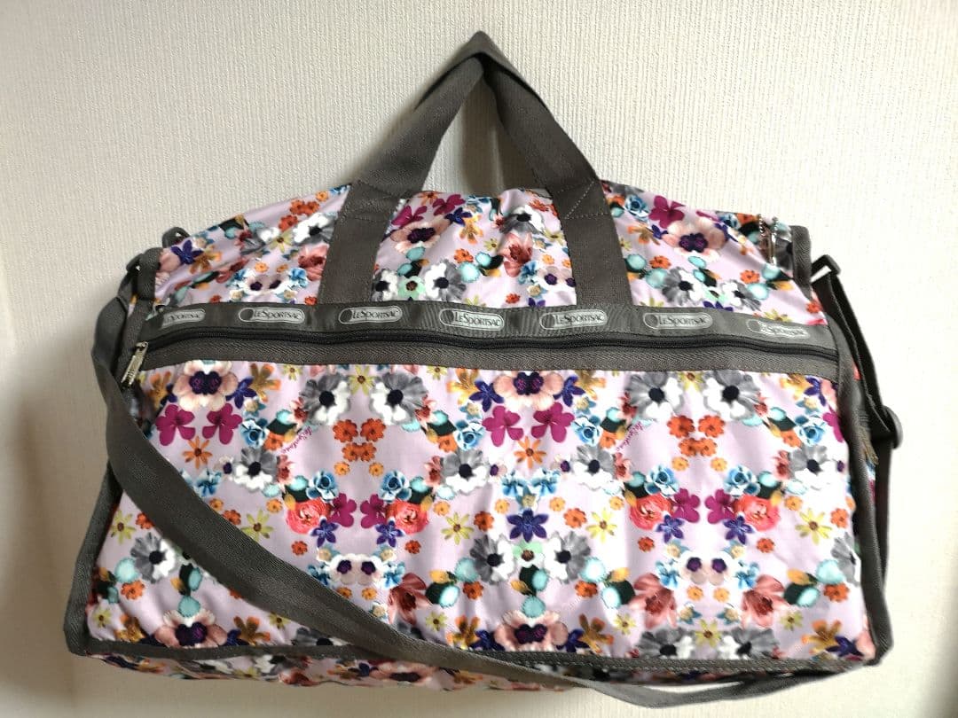【新品未使用】レスポートサック　ボストンバッグ　お花柄　大容量　ショルダー紐付き