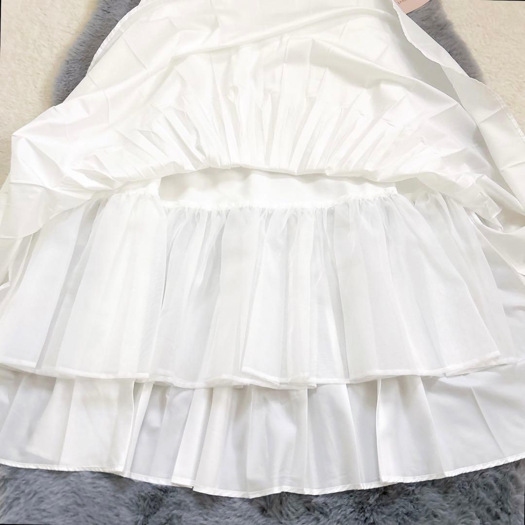 《新品》EPOCA STORIA ライトタフタ プリーツスカート フレア 白 M