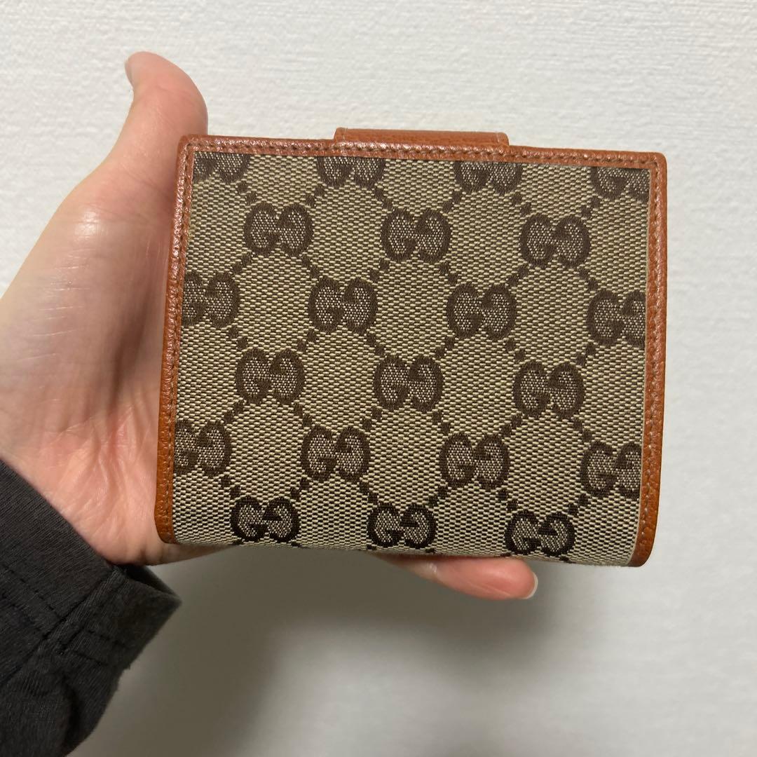 GUCCI グッチ GG柄 ホック レザー ２つ折り財布