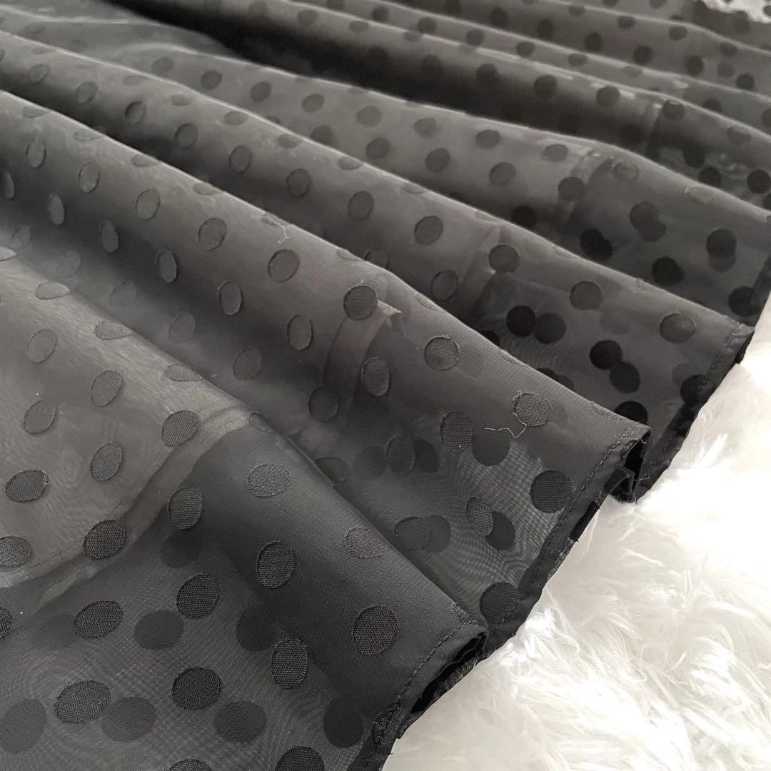 新品未使用 ラ トータリテ フレアスカート ロング丈 ドット 水玉 ブラック 黒