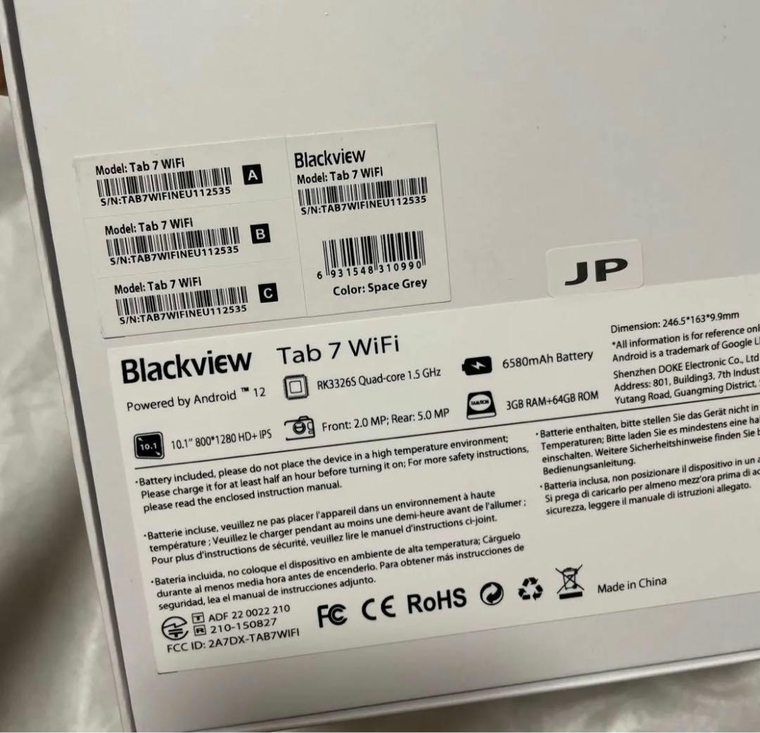 Blackview タブレットAndroid 12 Tab7Wi-Fi RAM