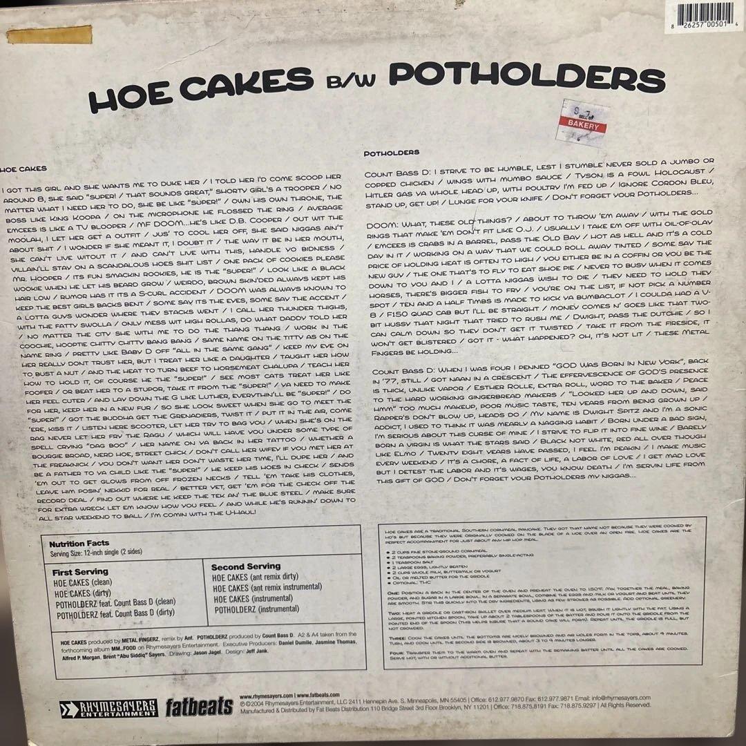 洋楽 MF DOOM HOE CAKES b/w POT HOLDERS