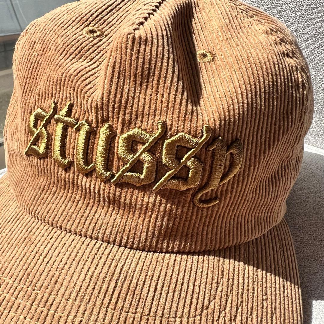【極美品】24SS STUSSY コーデュロイ キャップ キャメル 刺繍ロゴ