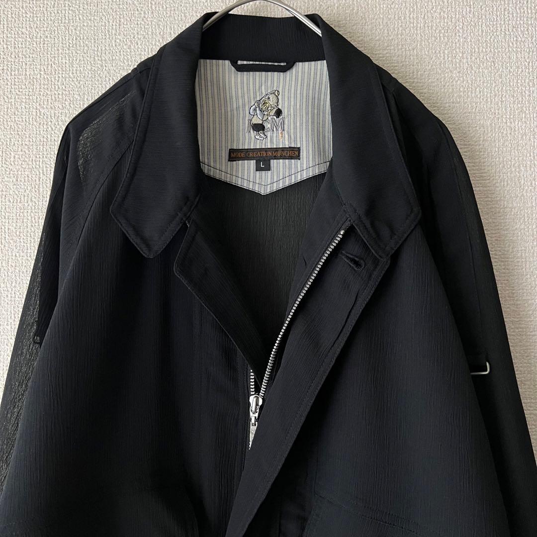MCM シアーブルゾン　ブラック　ジャケット　Lサイズ　透け感　美品