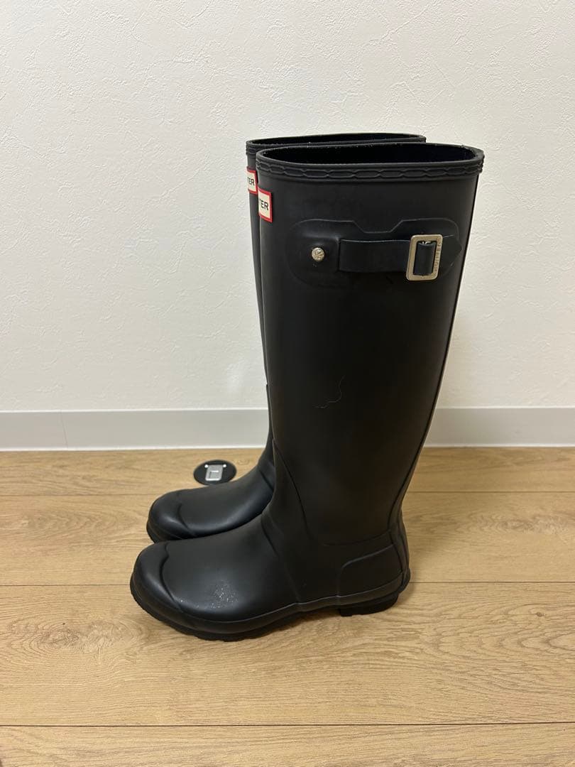 【目立った汚れなし】HUNTER ブラック 長靴 ロングブーツ　レインブーツ