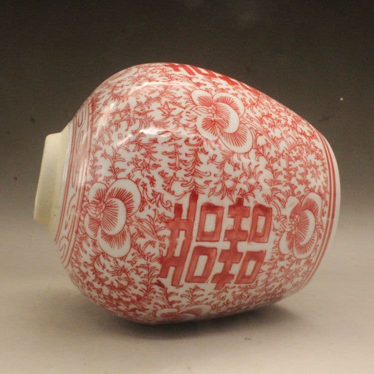 清光緒釉里紅双喜茶壺 景徳鎮 陶磁器 装飾品 現代工芸品美術品 置物