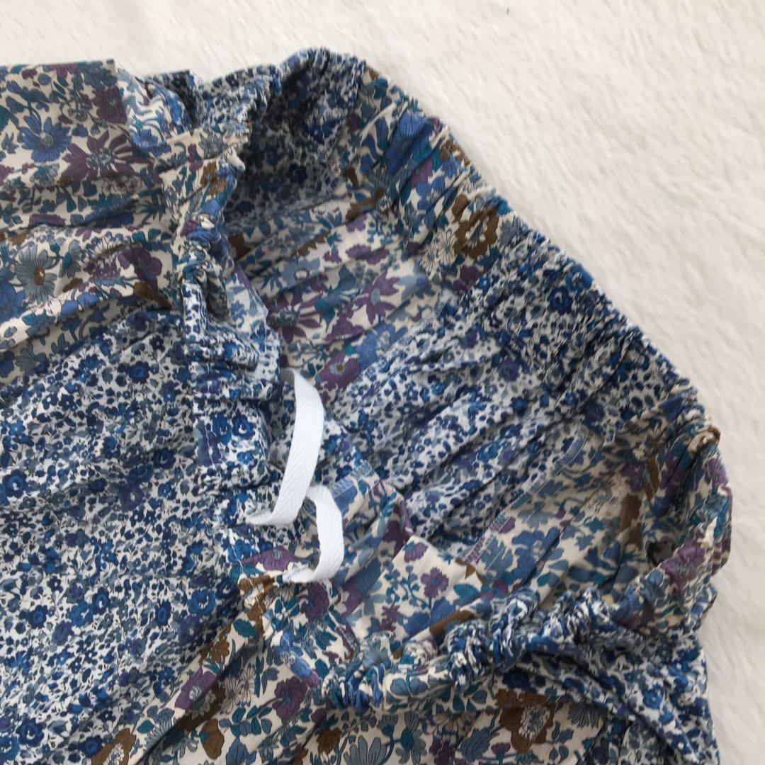 アデュートリステス フレアスカート リバティ パッチワーク 花柄 青 上品 美品
