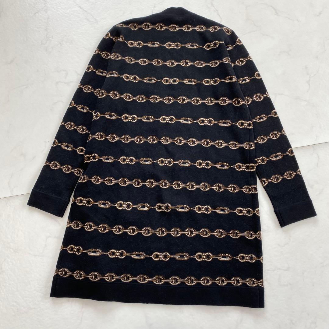 美品★MaxMara マックスマーラ ロングカーディガン チェーン柄 黒 S
