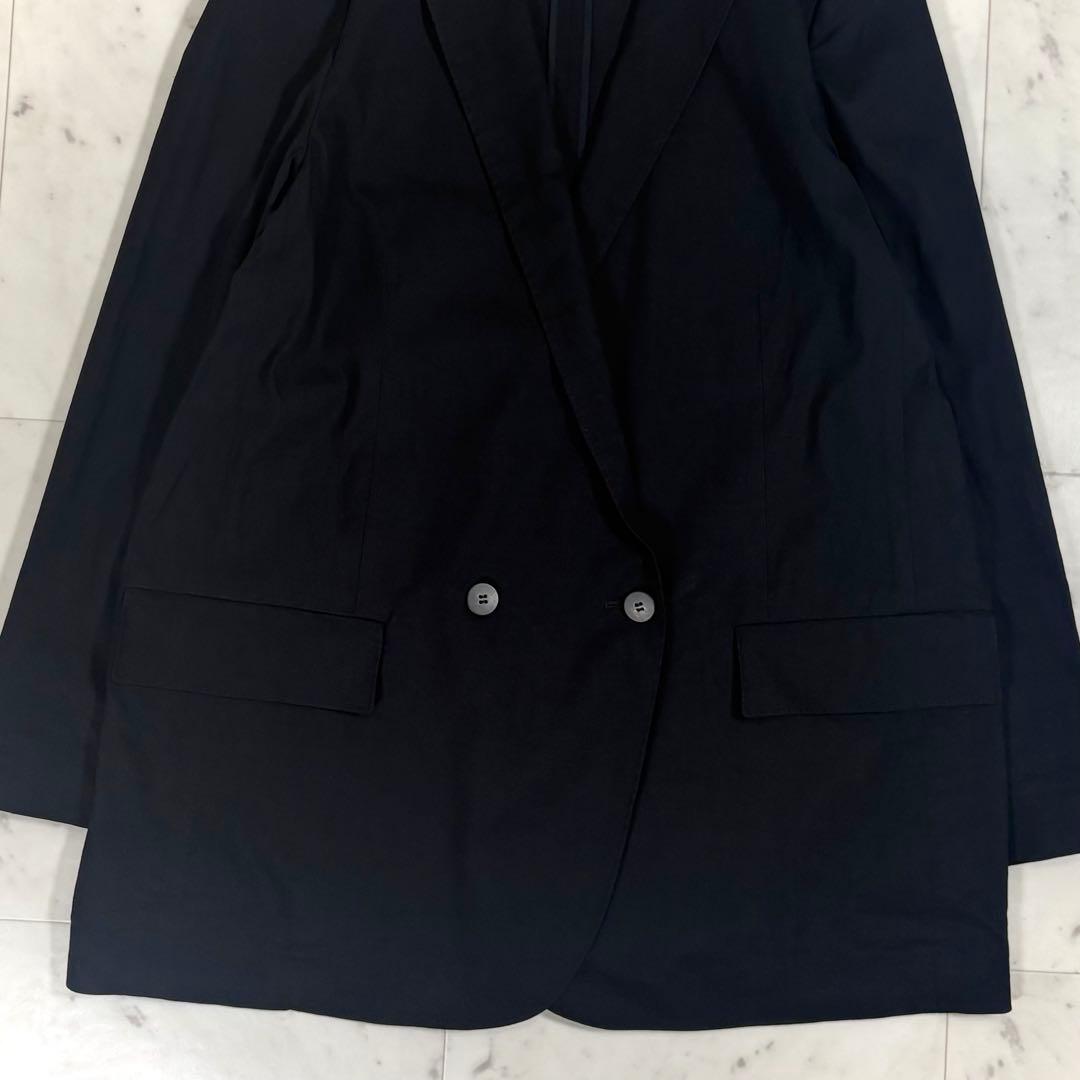 美品 セオリー リネン混 ダブルブレスト ジャケット 黒 定価4.9万 薄手