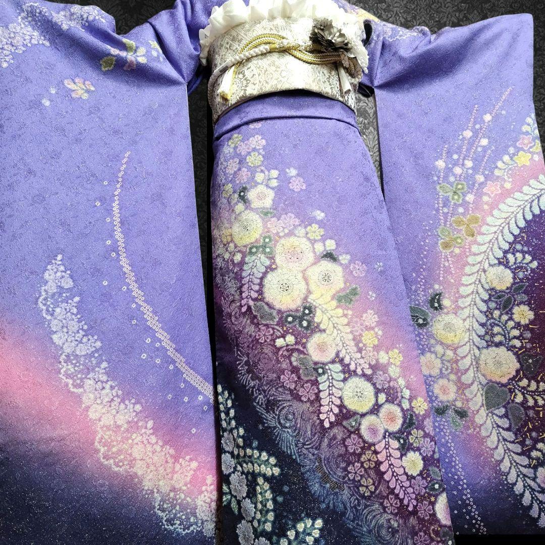 振袖フルセット(8点)・辻ヶ花・辻が花・絞り・銀通し・胴裏正絹・高級手縫い