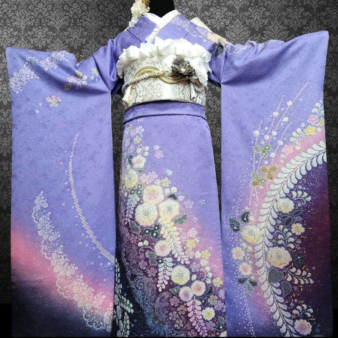 振袖フルセット(8点)・辻ヶ花・辻が花・絞り・銀通し・胴裏正絹・高級手縫い