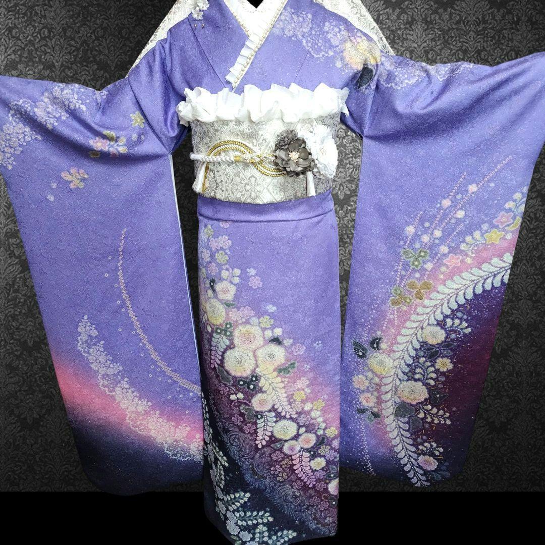 振袖フルセット(8点)・辻ヶ花・辻が花・絞り・銀通し・胴裏正絹・高級手縫い