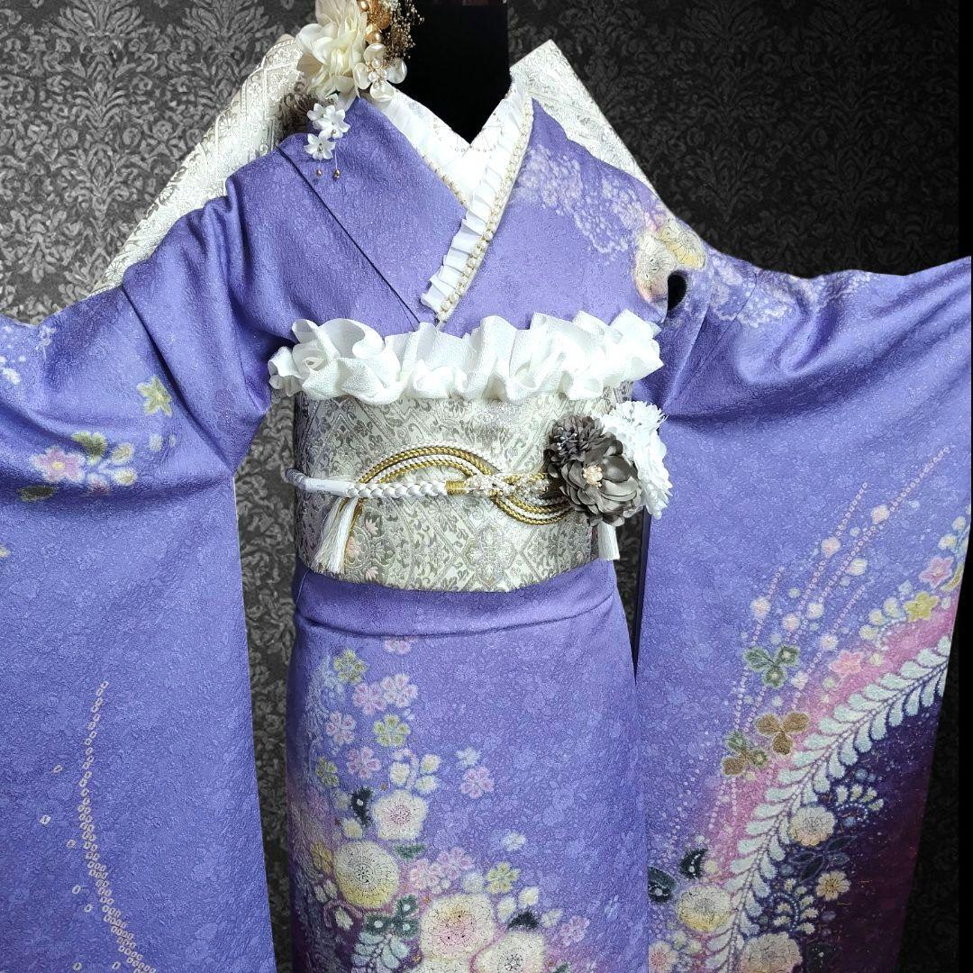 振袖フルセット(8点)・辻ヶ花・辻が花・絞り・銀通し・胴裏正絹・高級手縫い