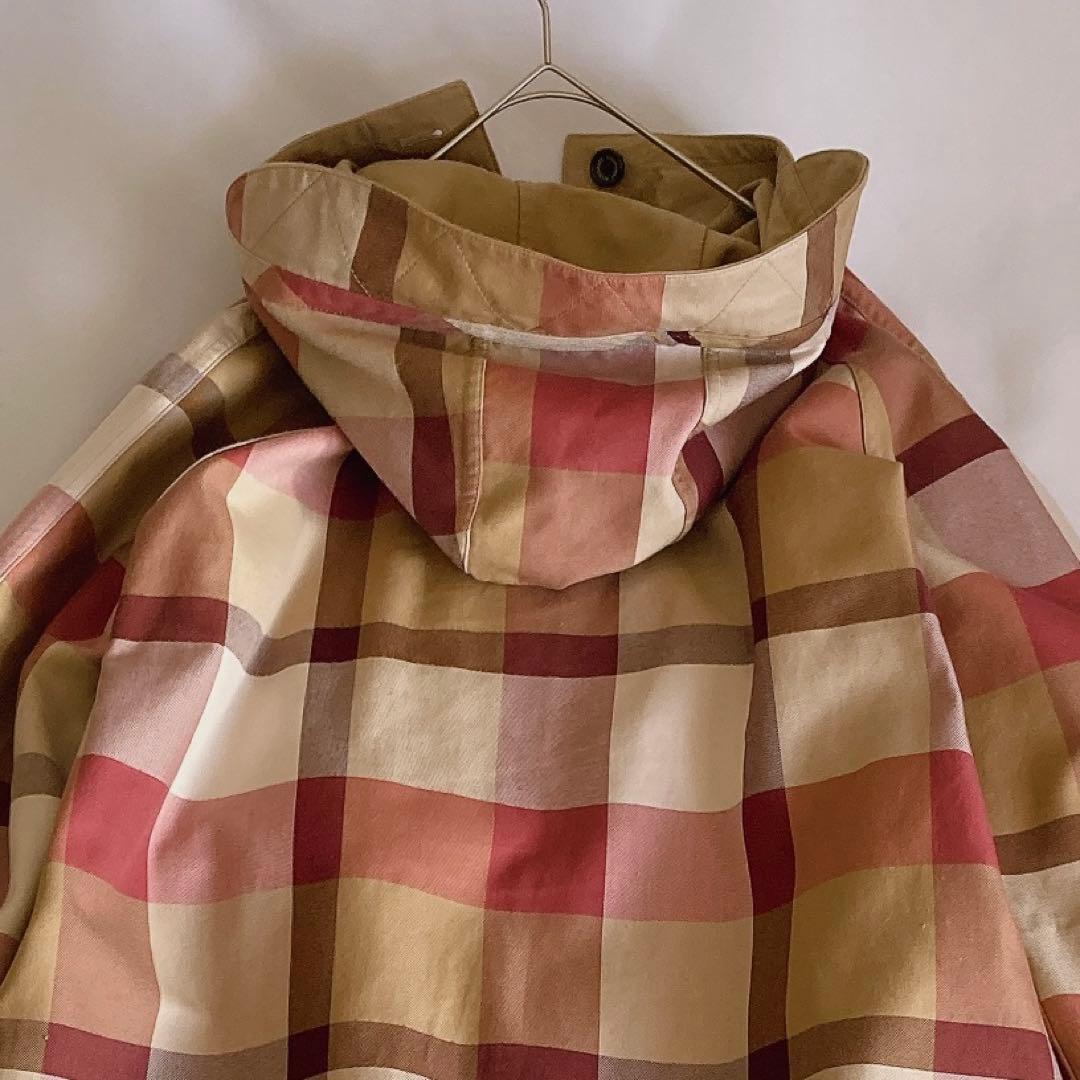 美品 ブルーレーベルクレストブリッジ ダブルフェイスコート 38 チェック 綿