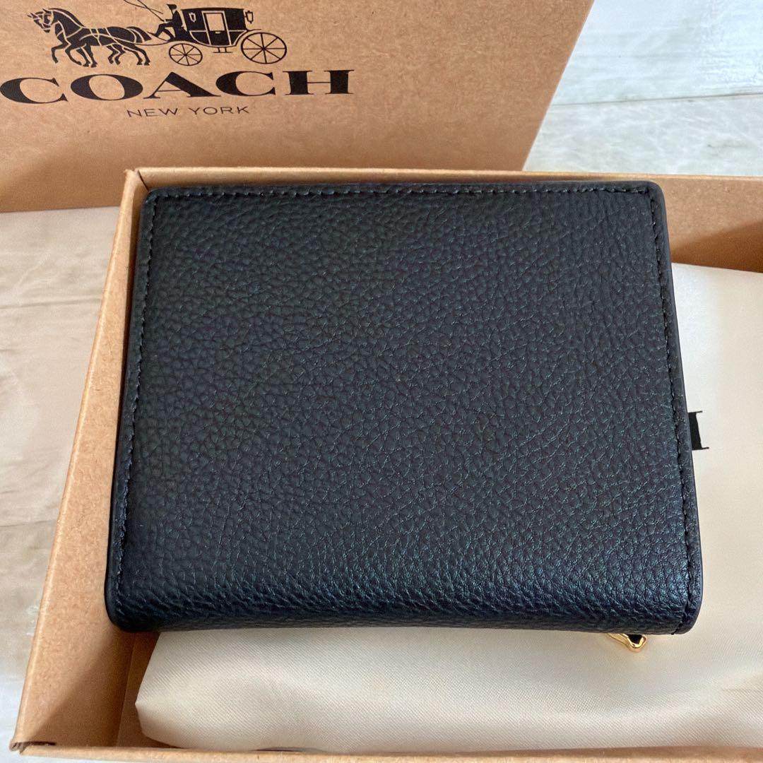 COACH 黒 二つ折り財布 レザー