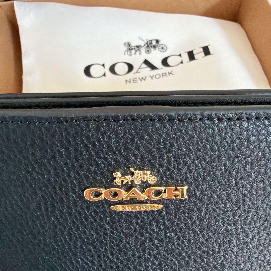 COACH 黒 二つ折り財布 レザー