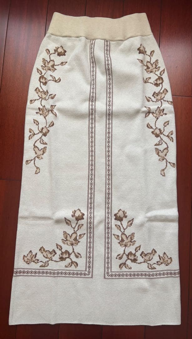Eaphi SCARF MOTIF KNIT SKIRT　ivory