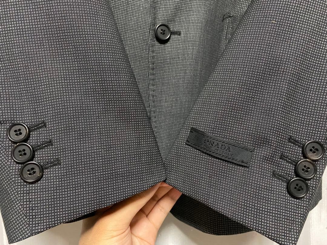 PRADA 00s 2B テーラードジャケット 総柄 ロゴ