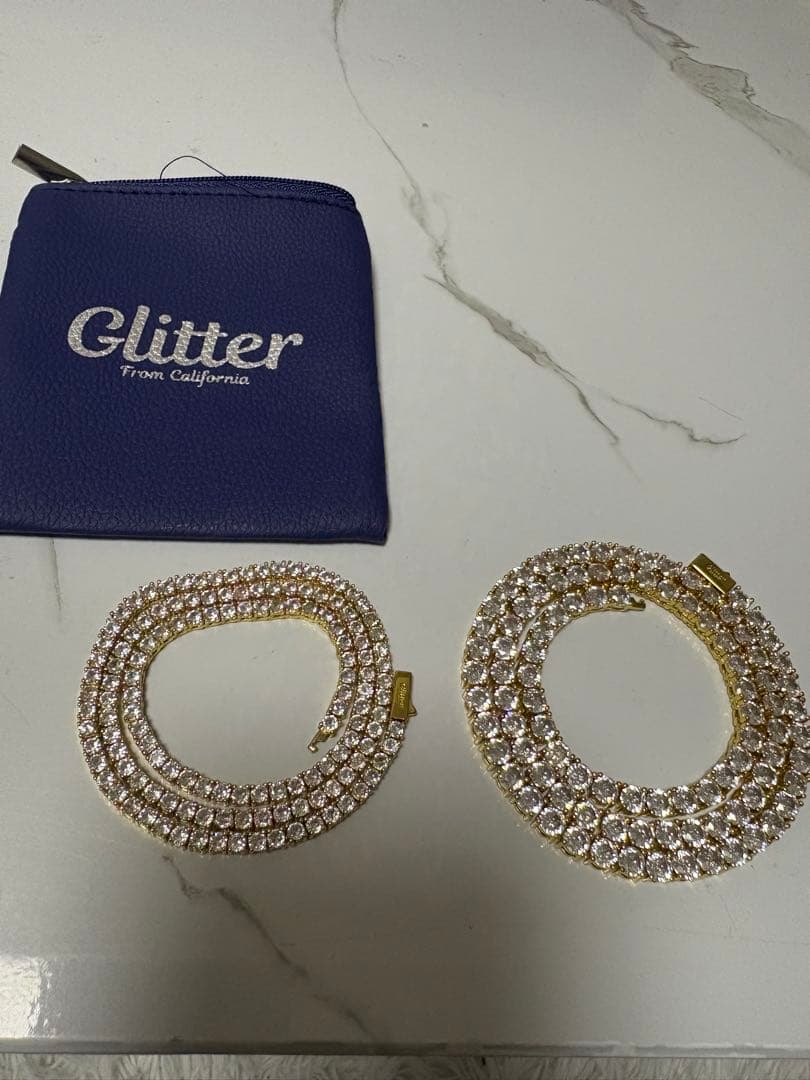 Glitter テニスチェーンネックレス 2個セット