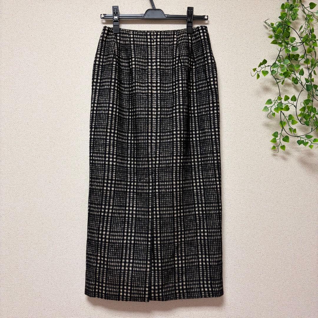 美品♡ ブレンへイム　ロングタイトスカート　　グレンチェック　暖かウール混　M