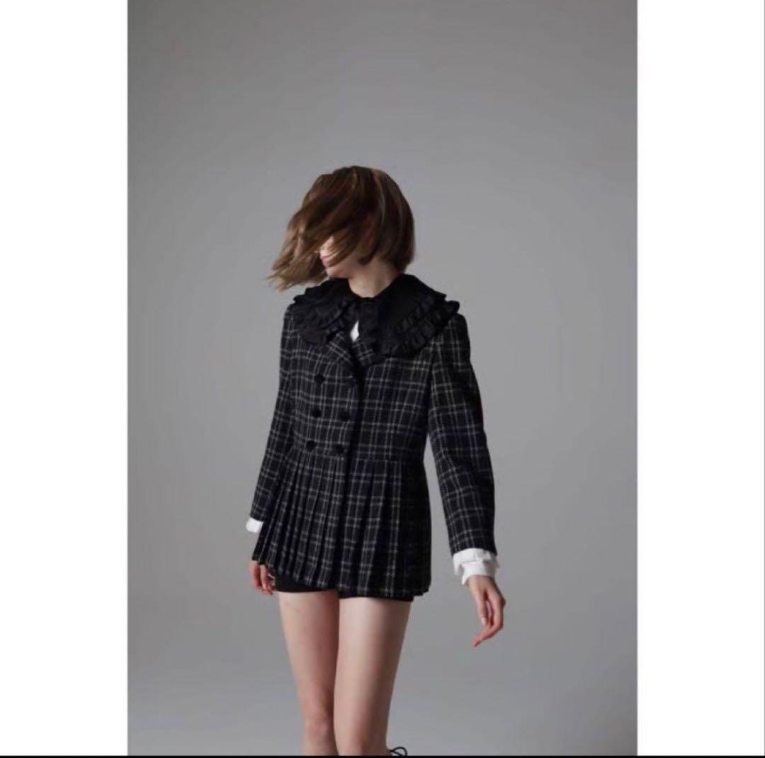 ジャケット・アウター epine pleats frill jacket tweed check