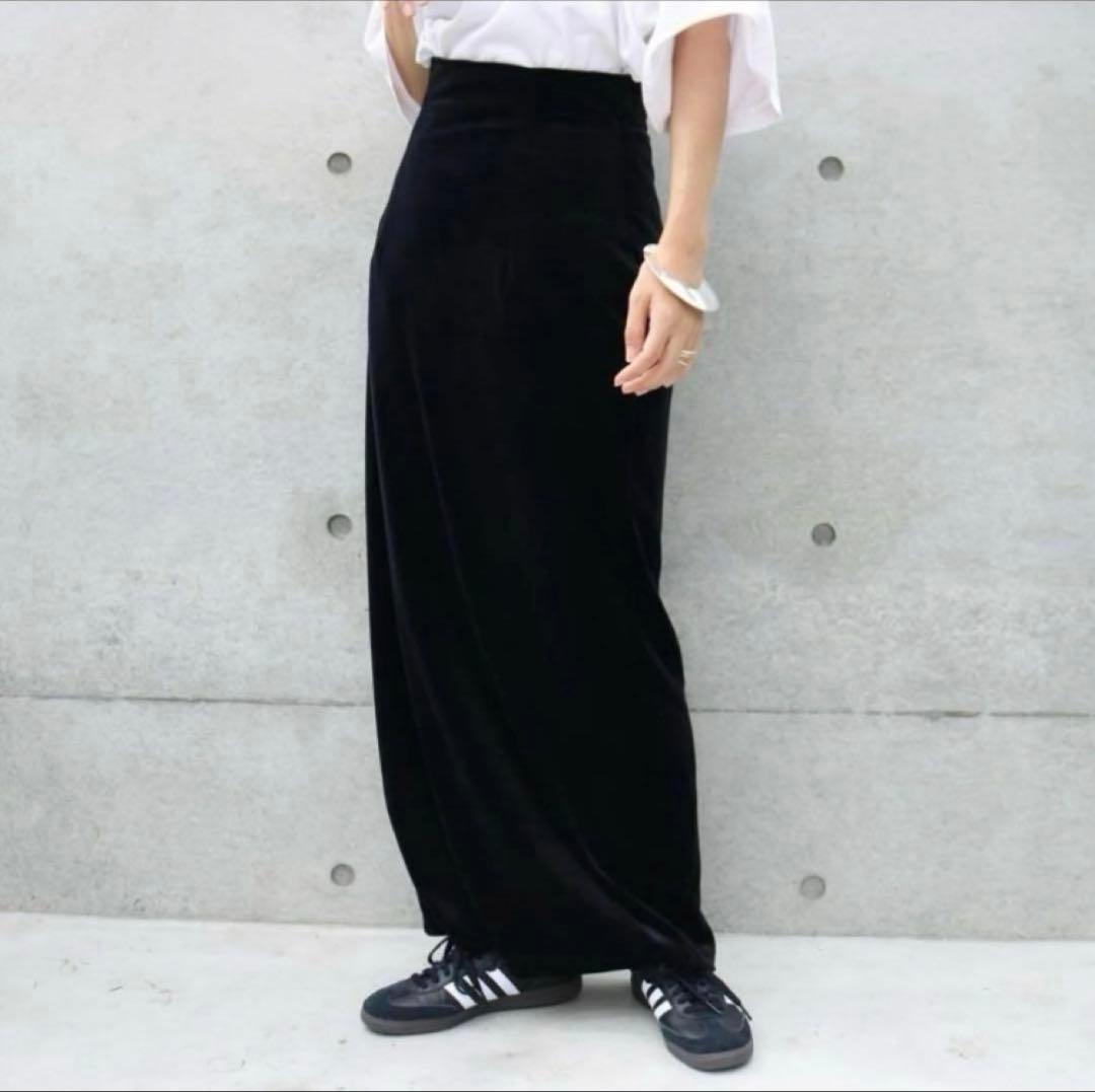 スカート aere high-waist velours skirt