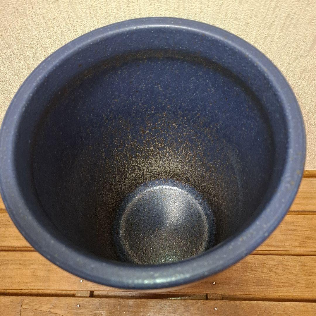 傘立て　藍色　陶器　高さ41×口径23 重さ75.5kg