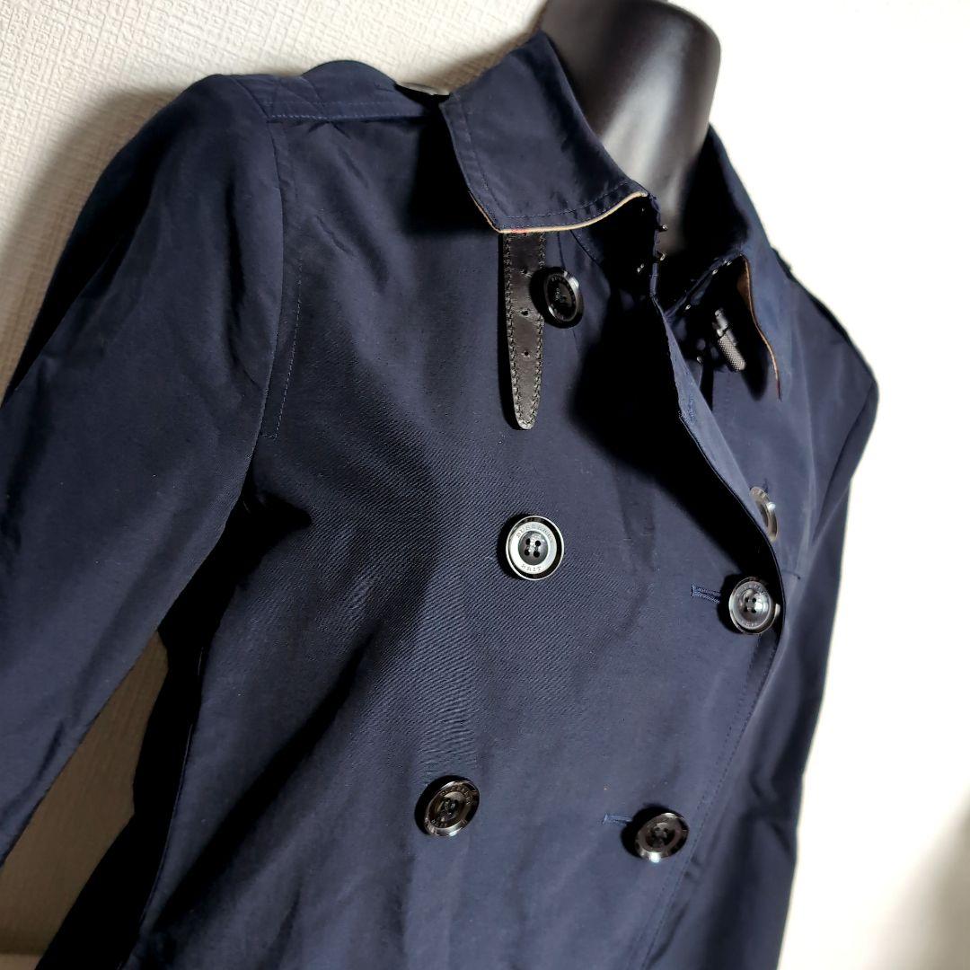 dd42 BURBERRY BRIT トレンチコート フルノバチェック ネイビー