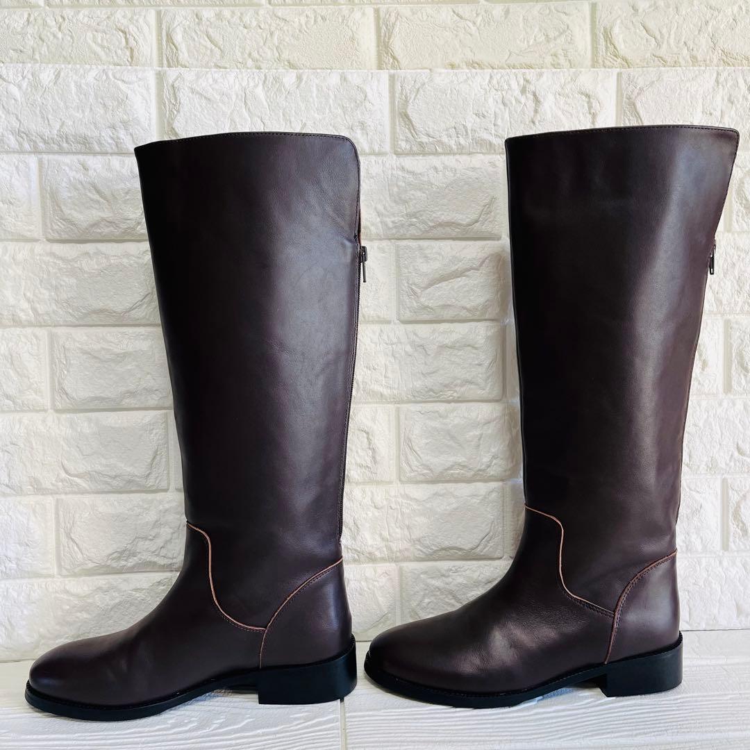 【美品】REMME レザー ロングブーツ ダークブラウン 37 23.5cm