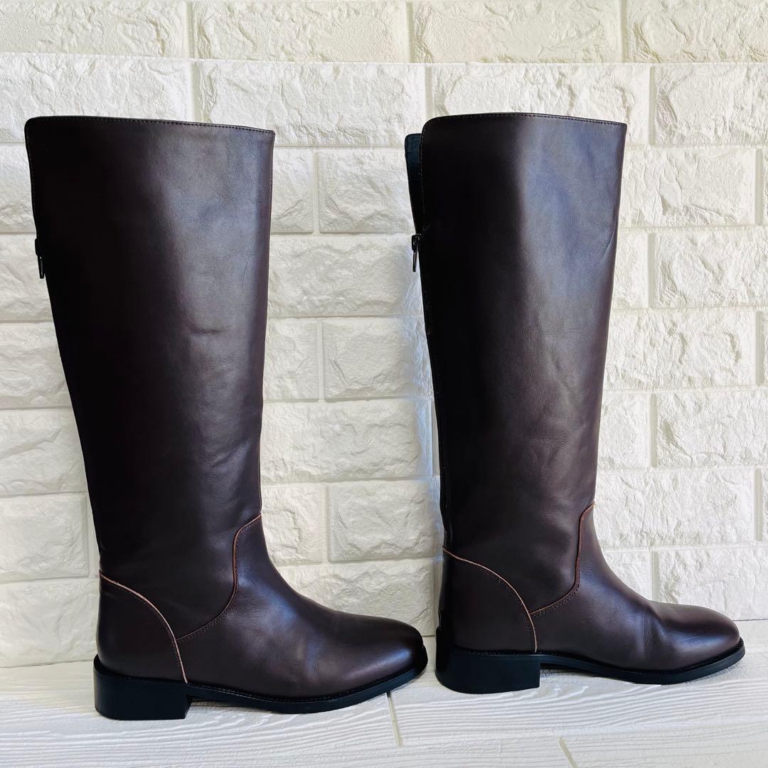 【美品】REMME レザー ロングブーツ ダークブラウン 37 23.5cm
