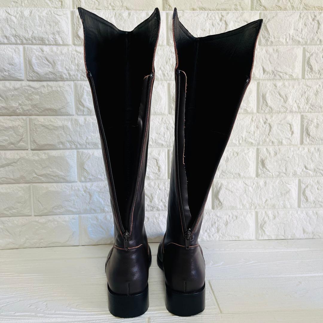 【美品】REMME レザー ロングブーツ ダークブラウン 37 23.5cm