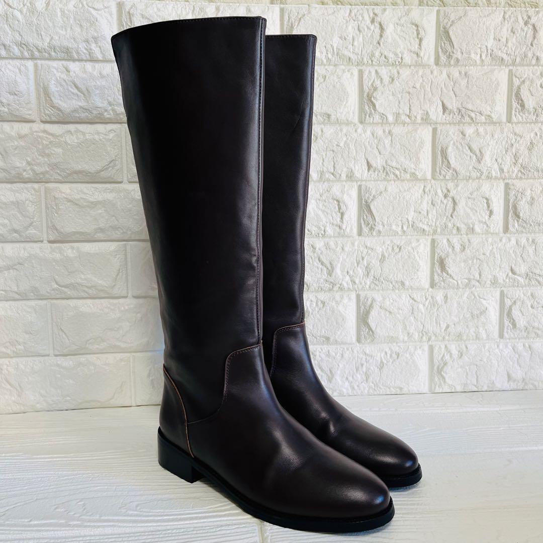 【美品】REMME レザー ロングブーツ ダークブラウン 37 23.5cm