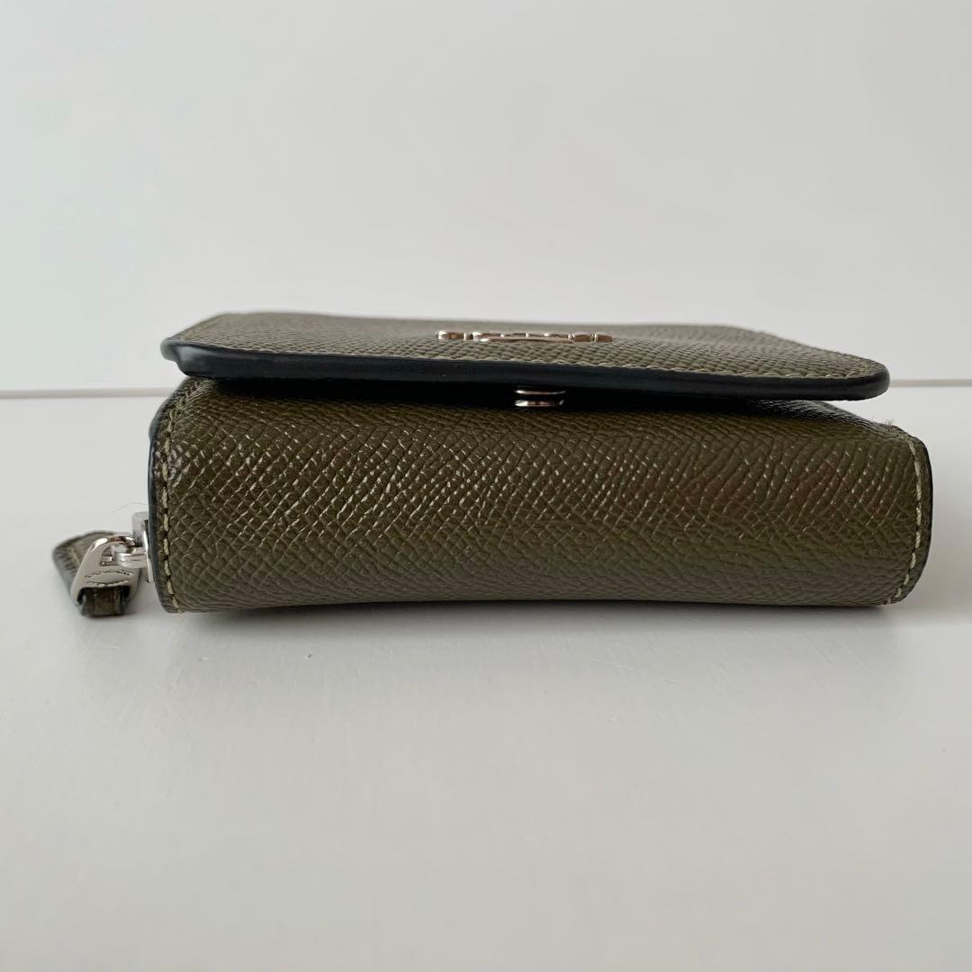 【COACH】コーチ　三つ折り財布　コンパクトウォレット　ミニ財布　カーキ　新品