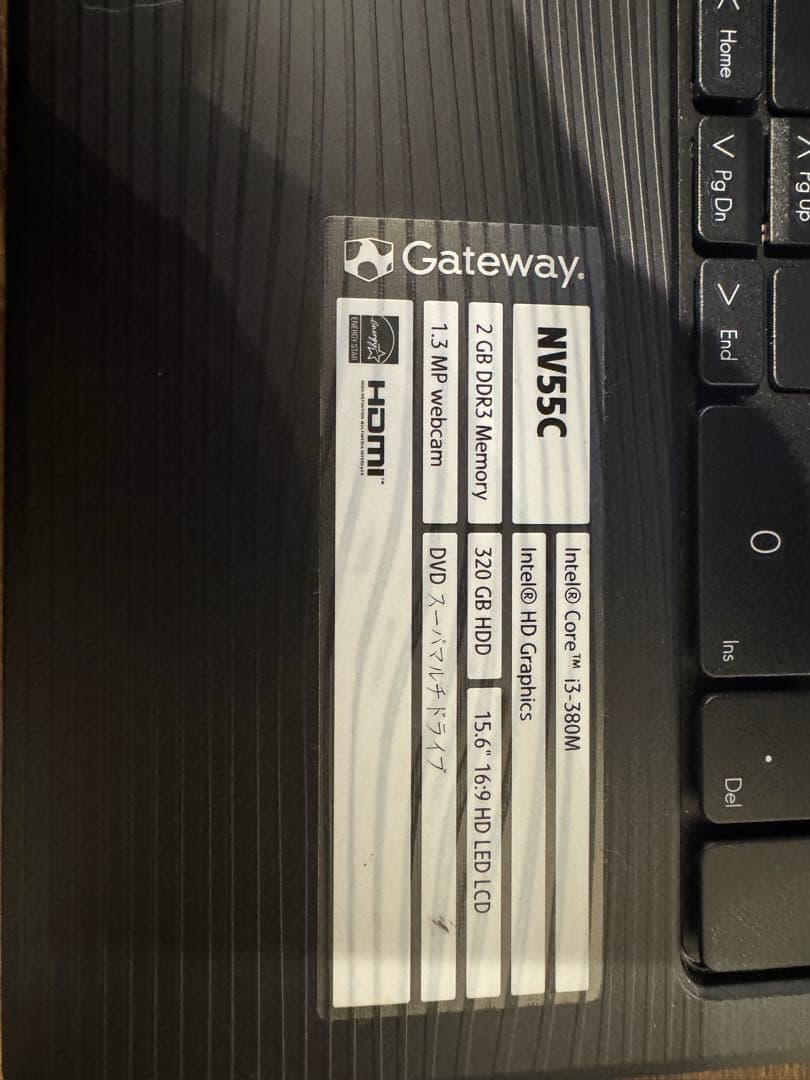 Gatewayノートパソコン Windows7