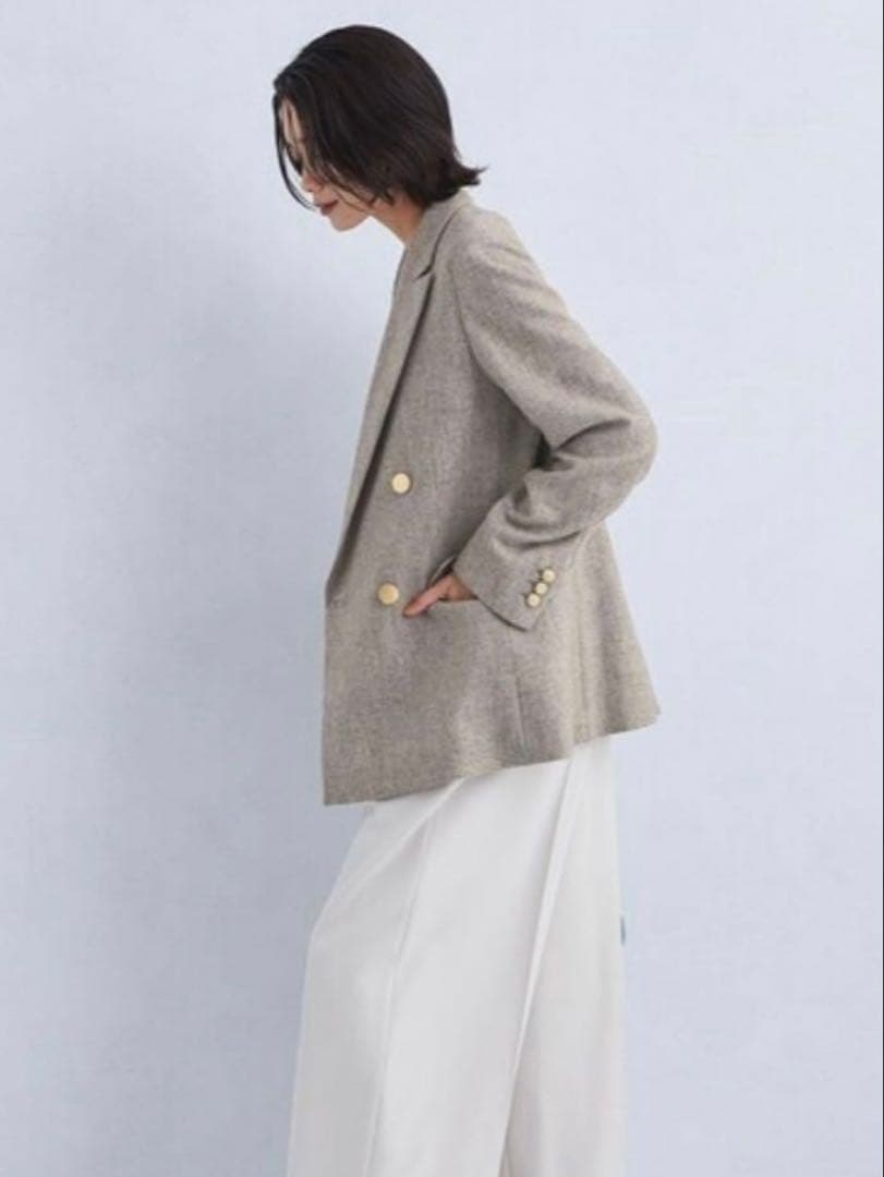 【美品】green label relaxingメランジツイルダブルジャケット