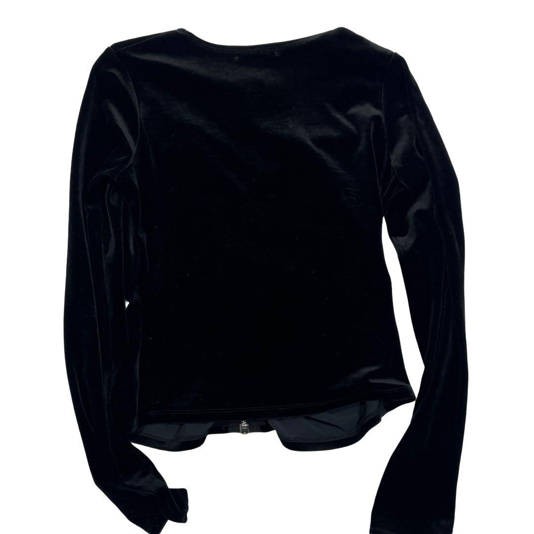 美品✨FOXEY NEW YORK ベロアトップス ダブルジップ ギャザー　黒