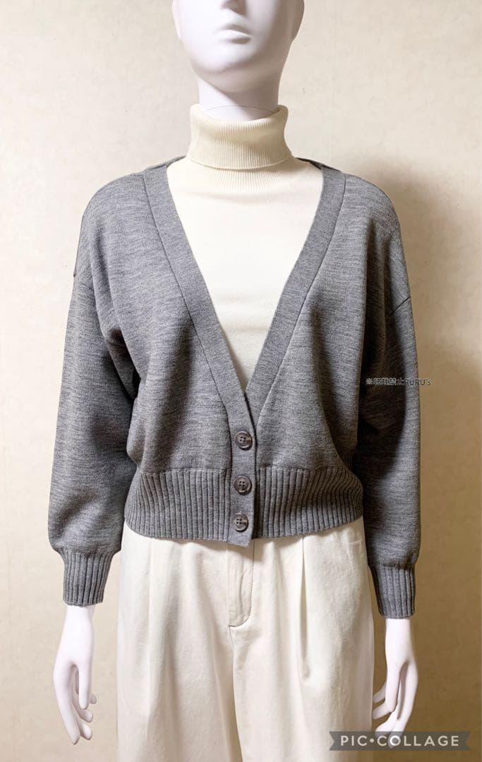 定価6万新品alice+olivia Vネックメランジニットドロップカーディガン