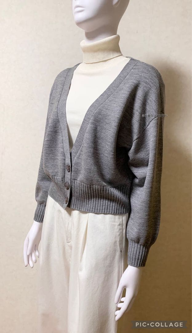 定価6万新品alice+olivia Vネックメランジニットドロップカーディガン