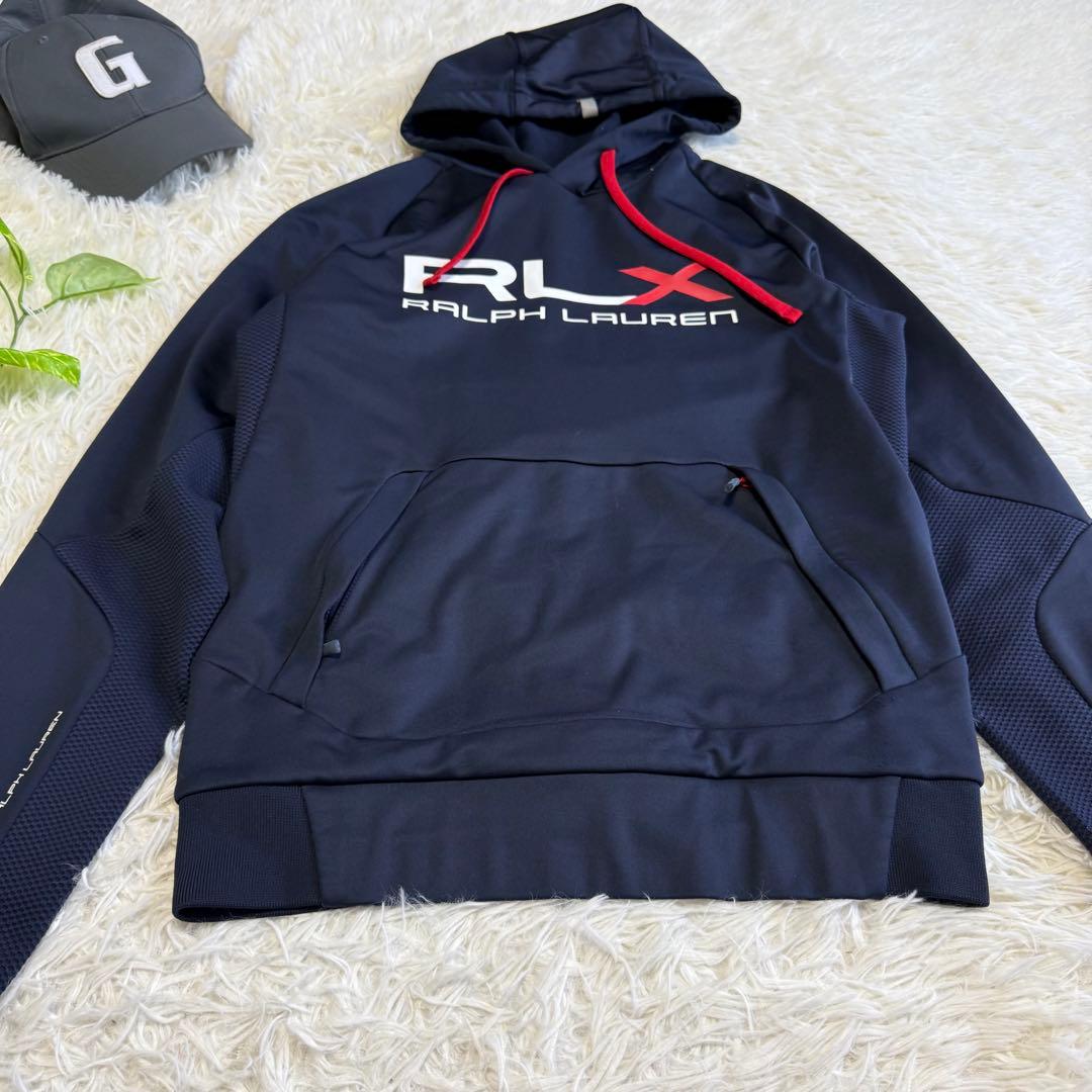 【RLX】美品 パーカー ネイビー ビックロゴ Mサイズ メンズ