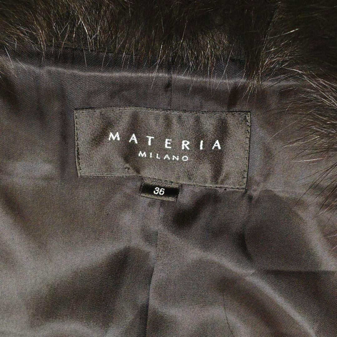 MATERIA　アンゴラ混　ベルテッドコート　フォックスファー　S　ブラック