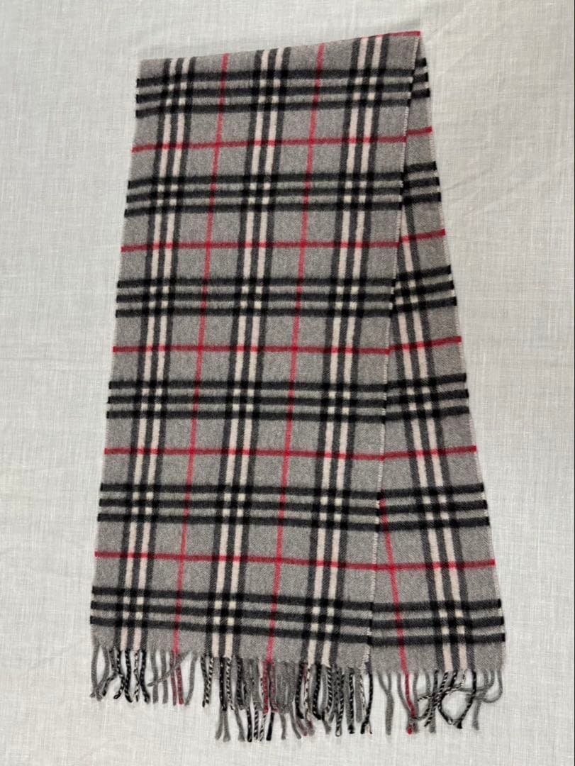 美品　Burberrys バーバリーズ　ノバチェック　カシミヤ マフラー グレー
